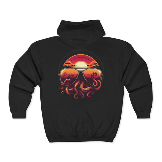 Aviator Sunglasses Sunset Tentacles Unisex Zip-Up Hoodie