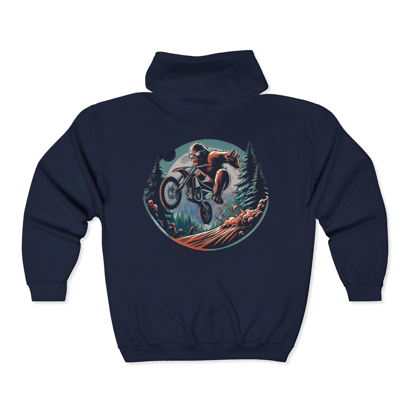 Sasquatch Dirt Bikin' Unisex Zip-Up Hoodie