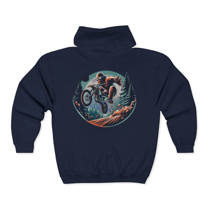 Sasquatch Dirt Bikin' Unisex Zip-Up Hoodie