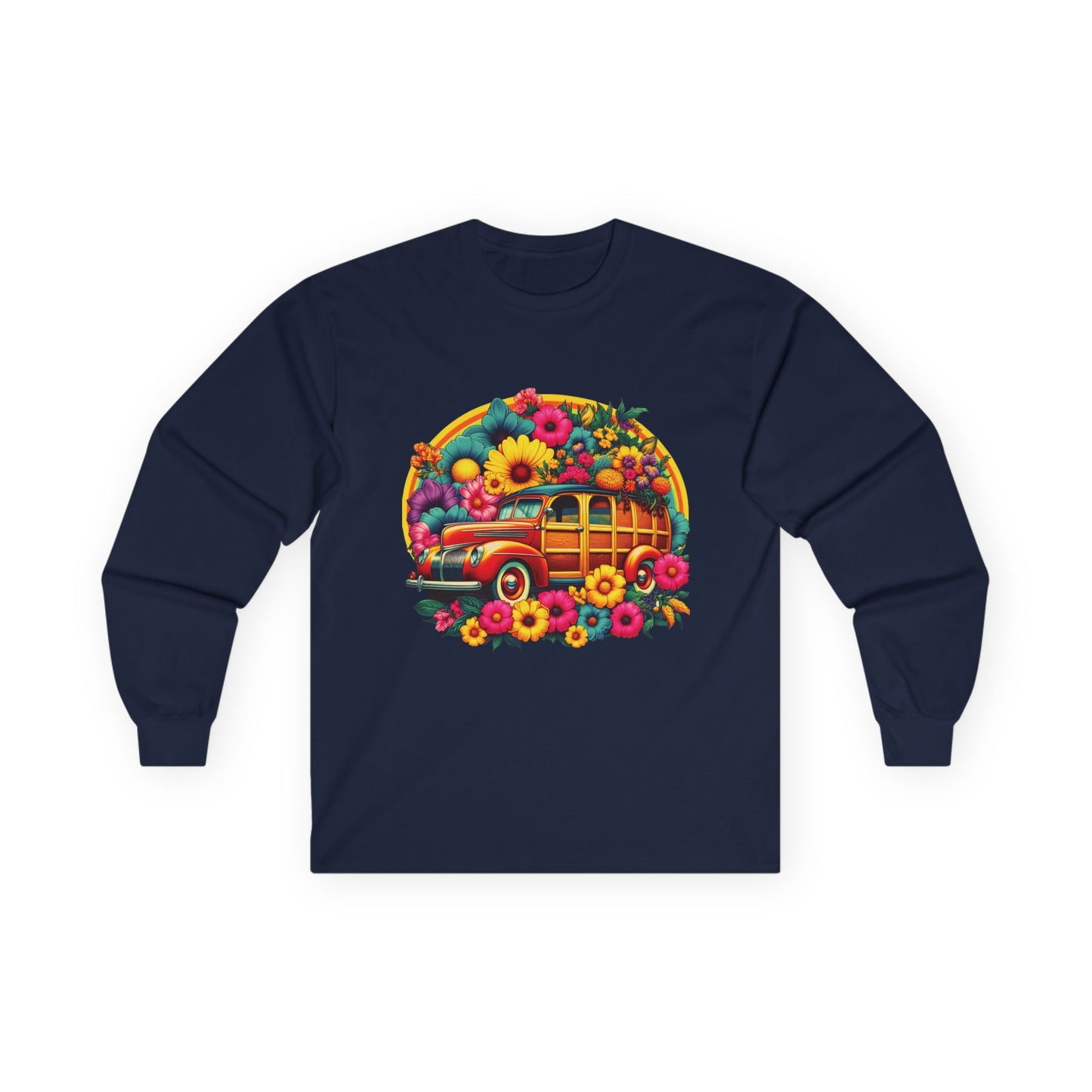 Retro Floral Woody Unisex Long Sleeve Shirt