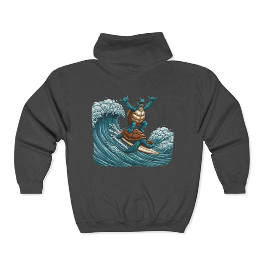 Surfing Sea Turtles Unisex Zip-Up Hoodie