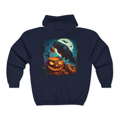 Raven Skull Unisex Zip-Up Hoodie