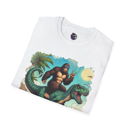 T-rex and Bigfoot Surfing Unisex T-Shirt