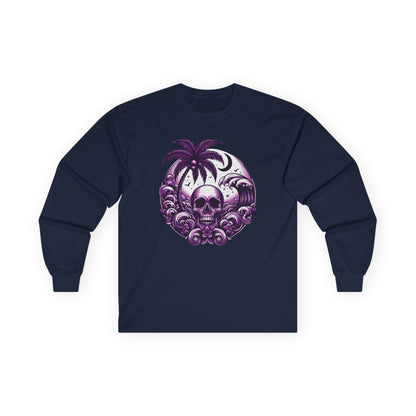 Purple Skull Waves Unisex Long Sleeve Shirt