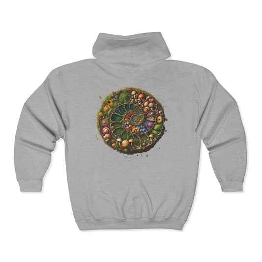Floral Mushroom Spiral Unisex Zip-Up Hoodie