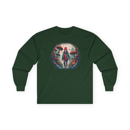 Skeleton Beanie in a Mushroom Forest Unisex Long Sleeve Shirt