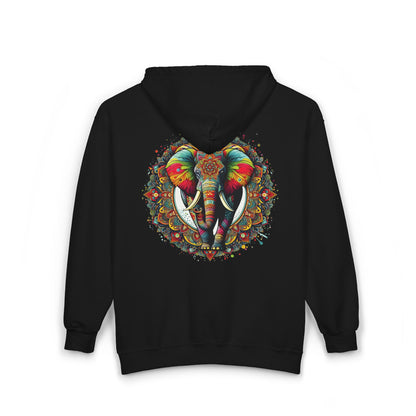 Elephant Mandala Unisex Zip-Up Hoodie