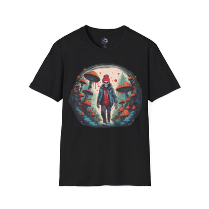 Skeleton Beanie in a Mushroom Forest Unisex T-Shirt