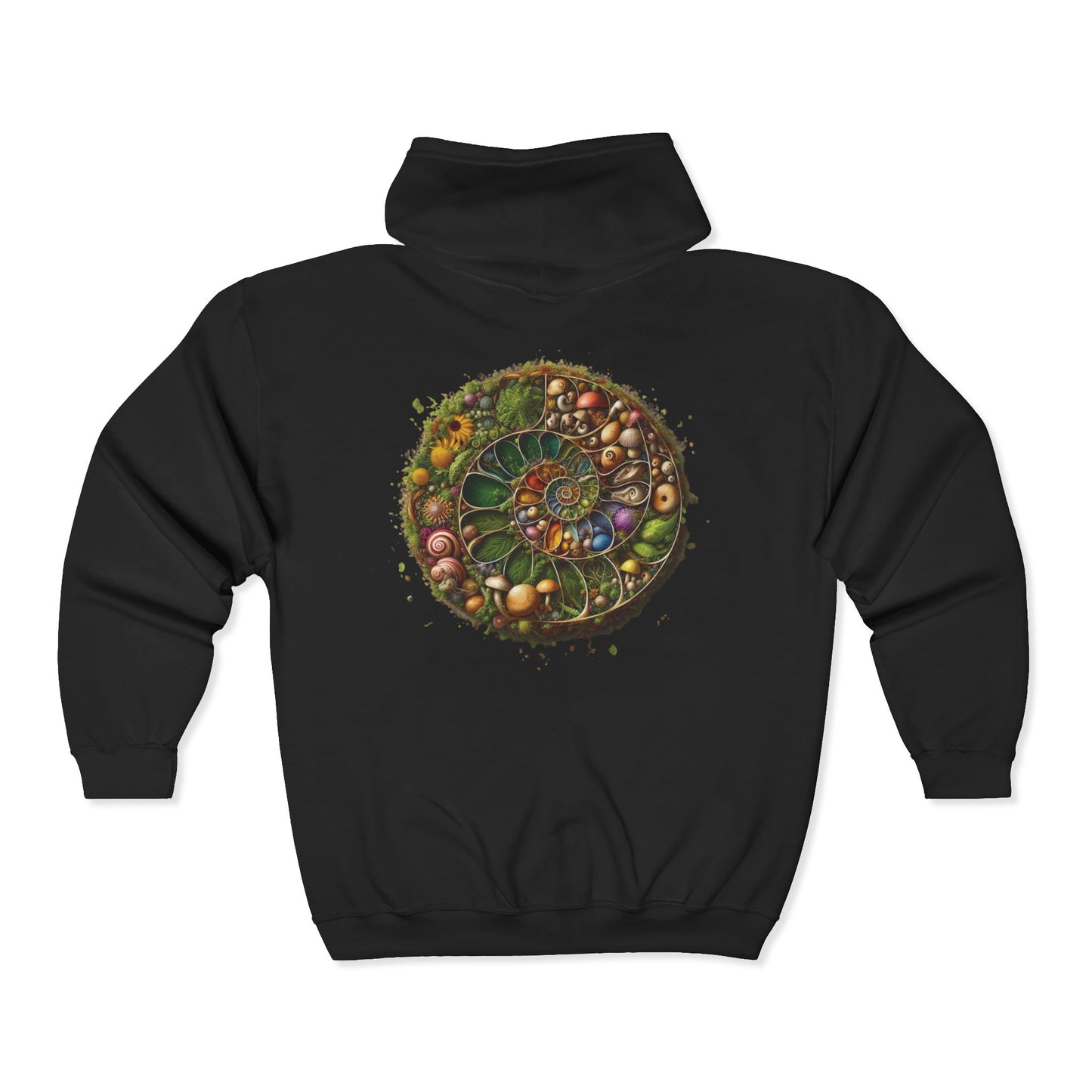 Floral Mushroom Spiral Unisex Zip-Up Hoodie