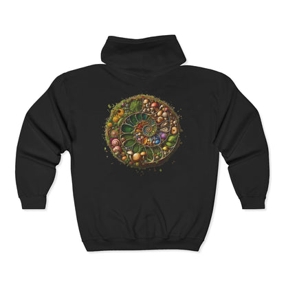 Floral Mushroom Spiral Unisex Zip-Up Hoodie