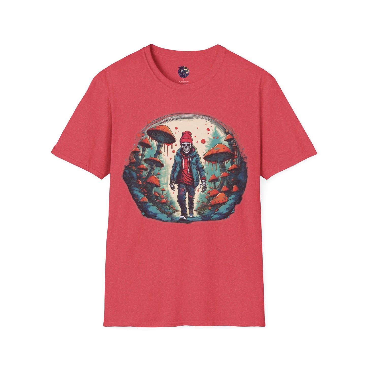 Skeleton Beanie in a Mushroom Forest Unisex T-Shirt