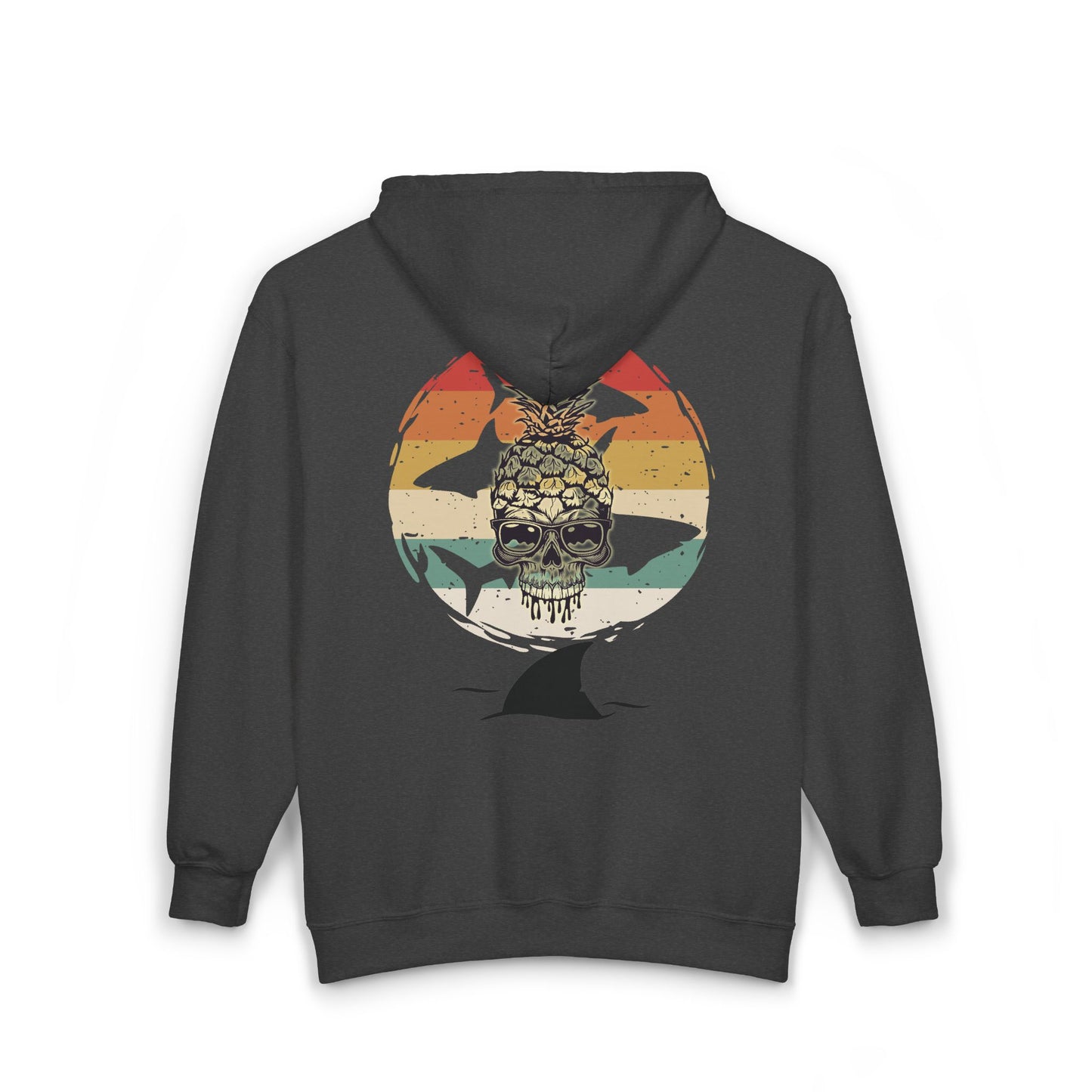 Pineapple Skull Sunset Shark Fin Unisex Zip-Up Hoodie