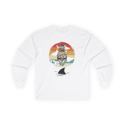 Pineapple Skull Sunset Shark Fin Unisex Long Sleeve Shirt