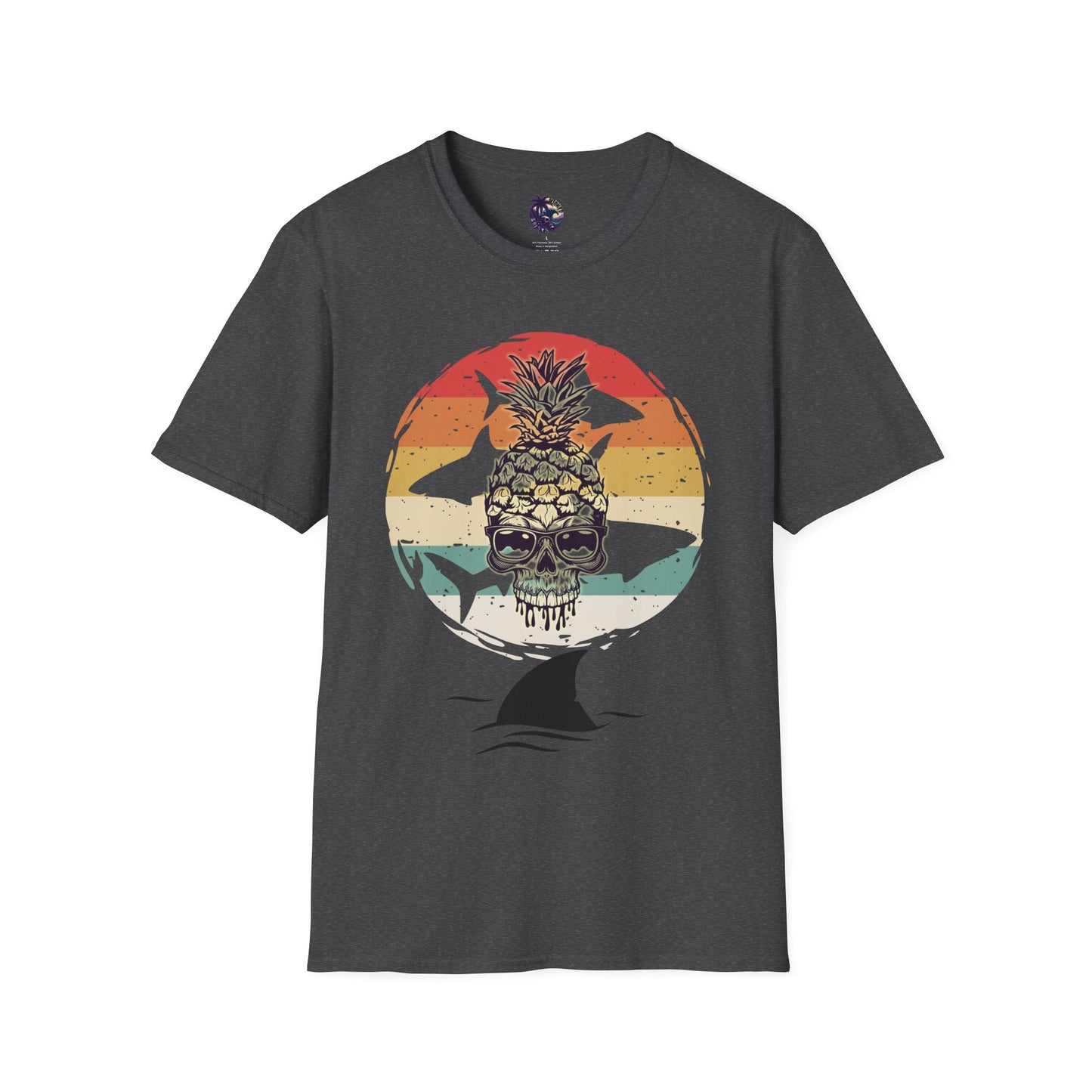 Pineapple Skull Sunset Shark Fin Unisex T-Shirt
