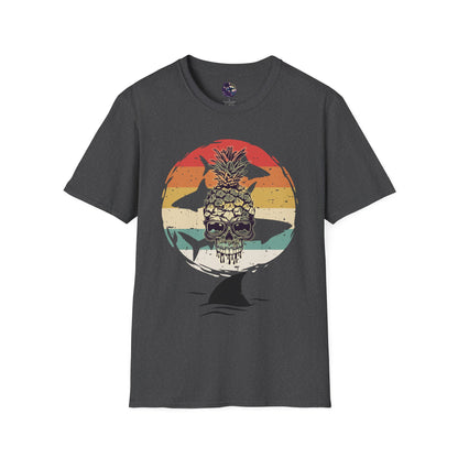 Pineapple Skull Sunset Shark Fin Unisex T-Shirt