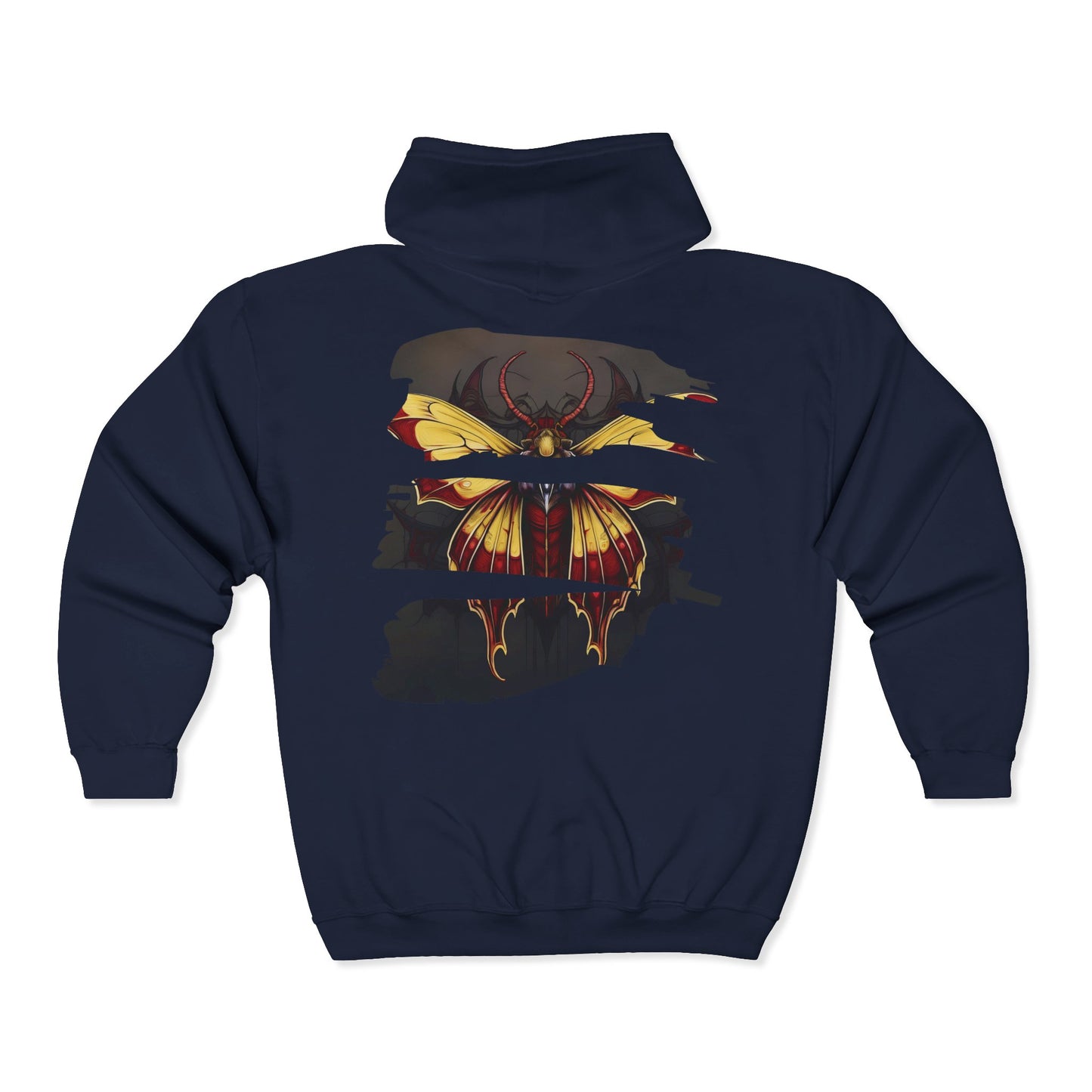 Moth - Red and Yellow Unisex Zip-Up Hoodie