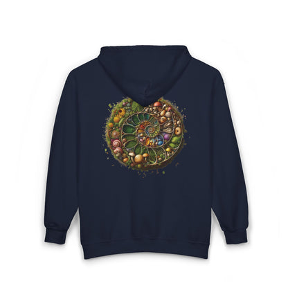 Floral Mushroom Spiral Unisex Zip-Up Hoodie
