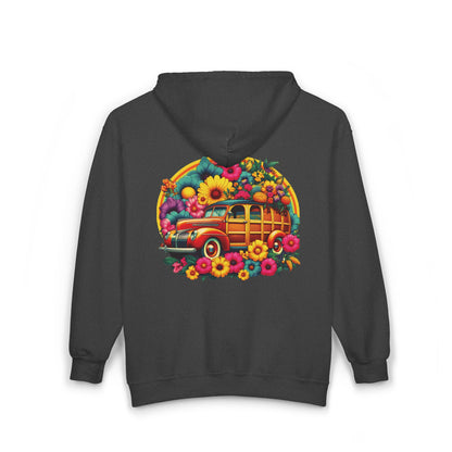 Retro Floral Woody Unisex Zip-Up Hoodie