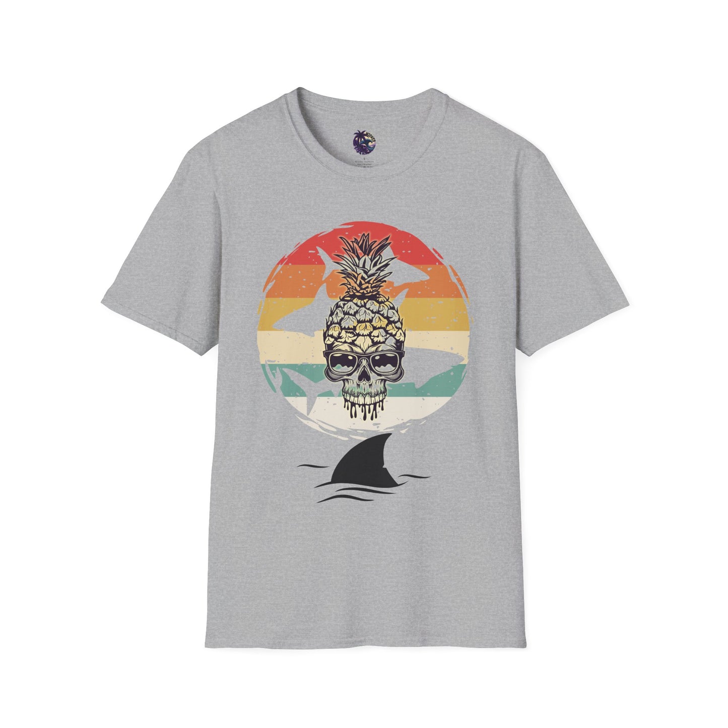 Pineapple Skull Sunset Shark Fin Unisex T-Shirt
