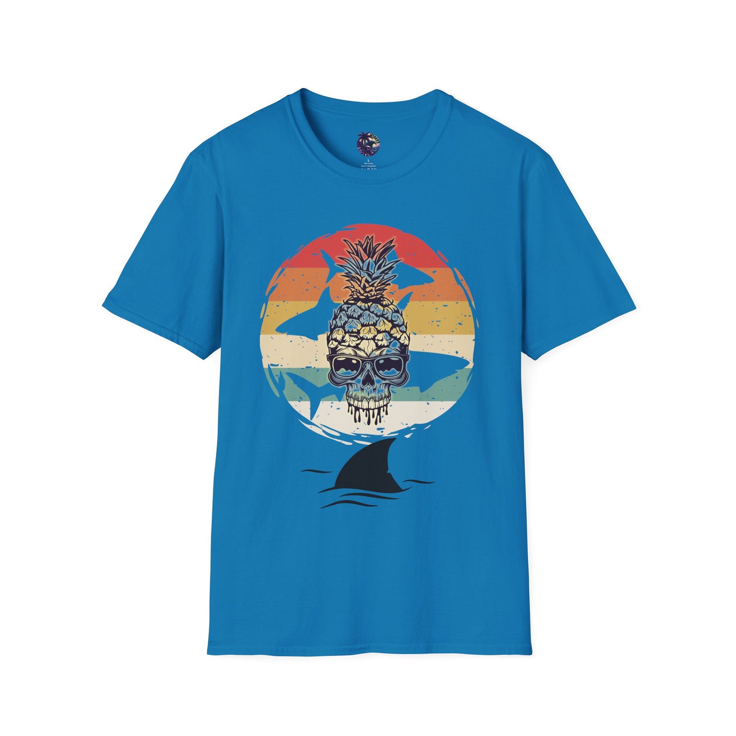 Pineapple Skull Sunset Shark Fin Unisex T-Shirt