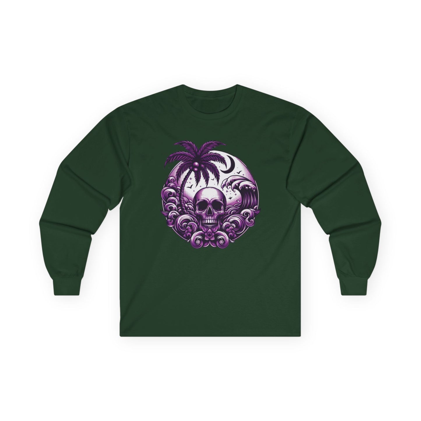 Purple Skull Waves Unisex Long Sleeve Shirt