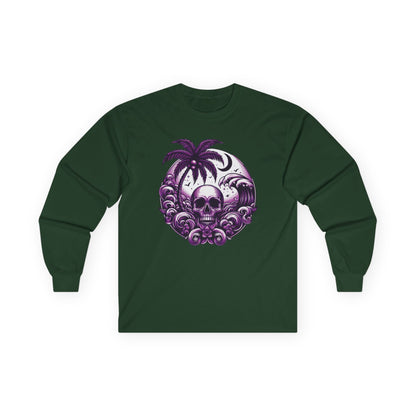 Purple Skull Waves Unisex Long Sleeve Shirt