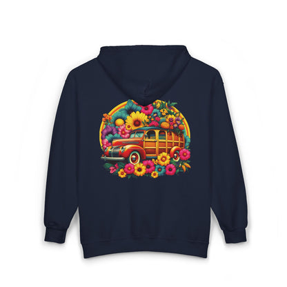Retro Floral Woody Unisex Zip-Up Hoodie