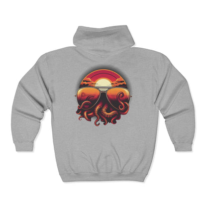 Aviator Sunglasses Sunset Tentacles Unisex Zip-Up Hoodie