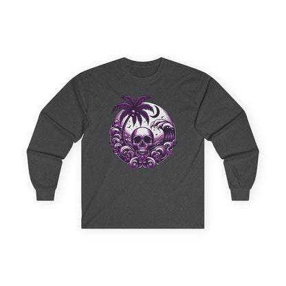 Purple Skull Waves Unisex Long Sleeve Shirt