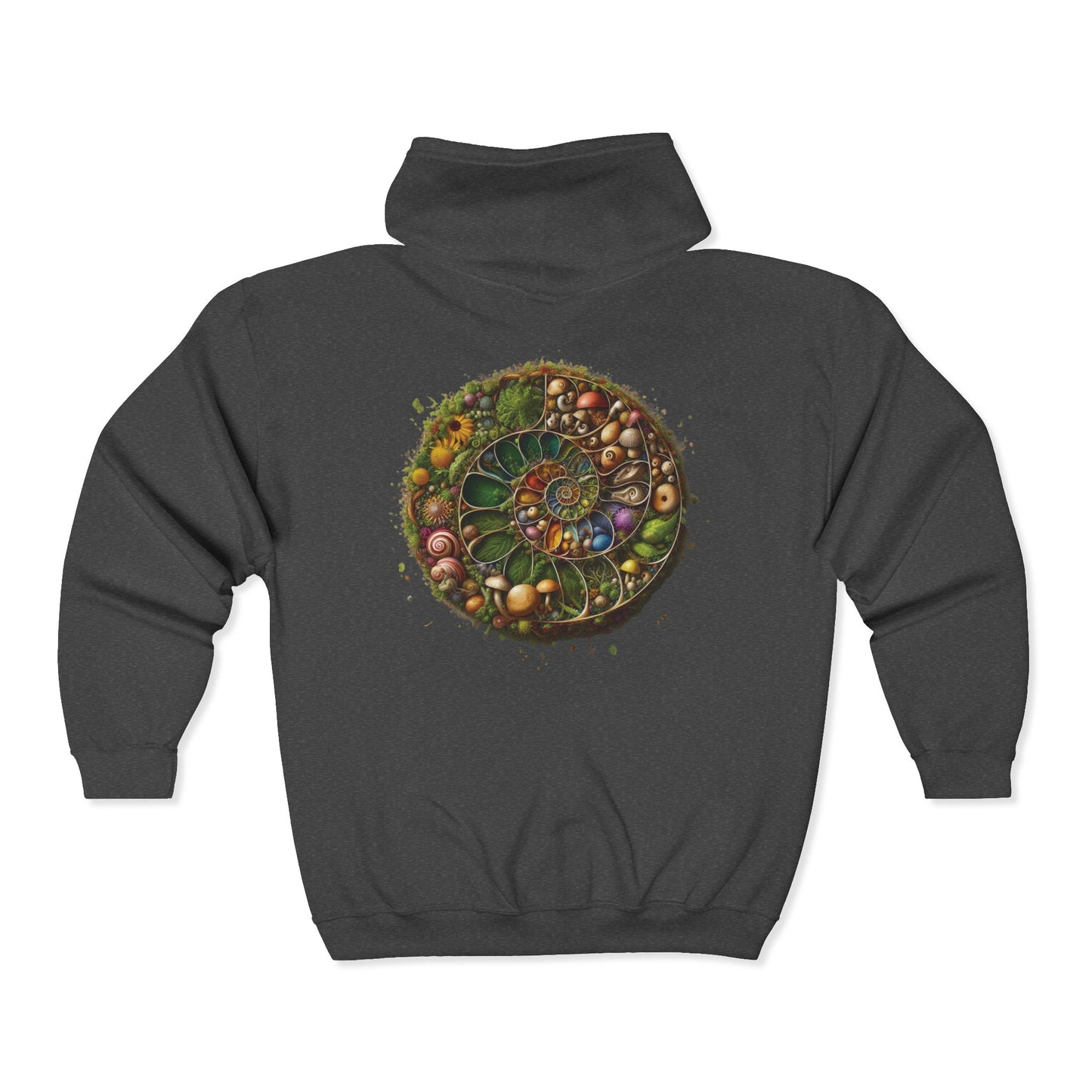 Floral Mushroom Spiral Unisex Zip-Up Hoodie
