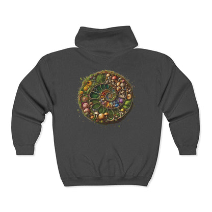 Floral Mushroom Spiral Unisex Zip-Up Hoodie