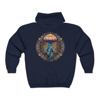 Jellyfish Mandala Unisex Zip-Up Hoodie