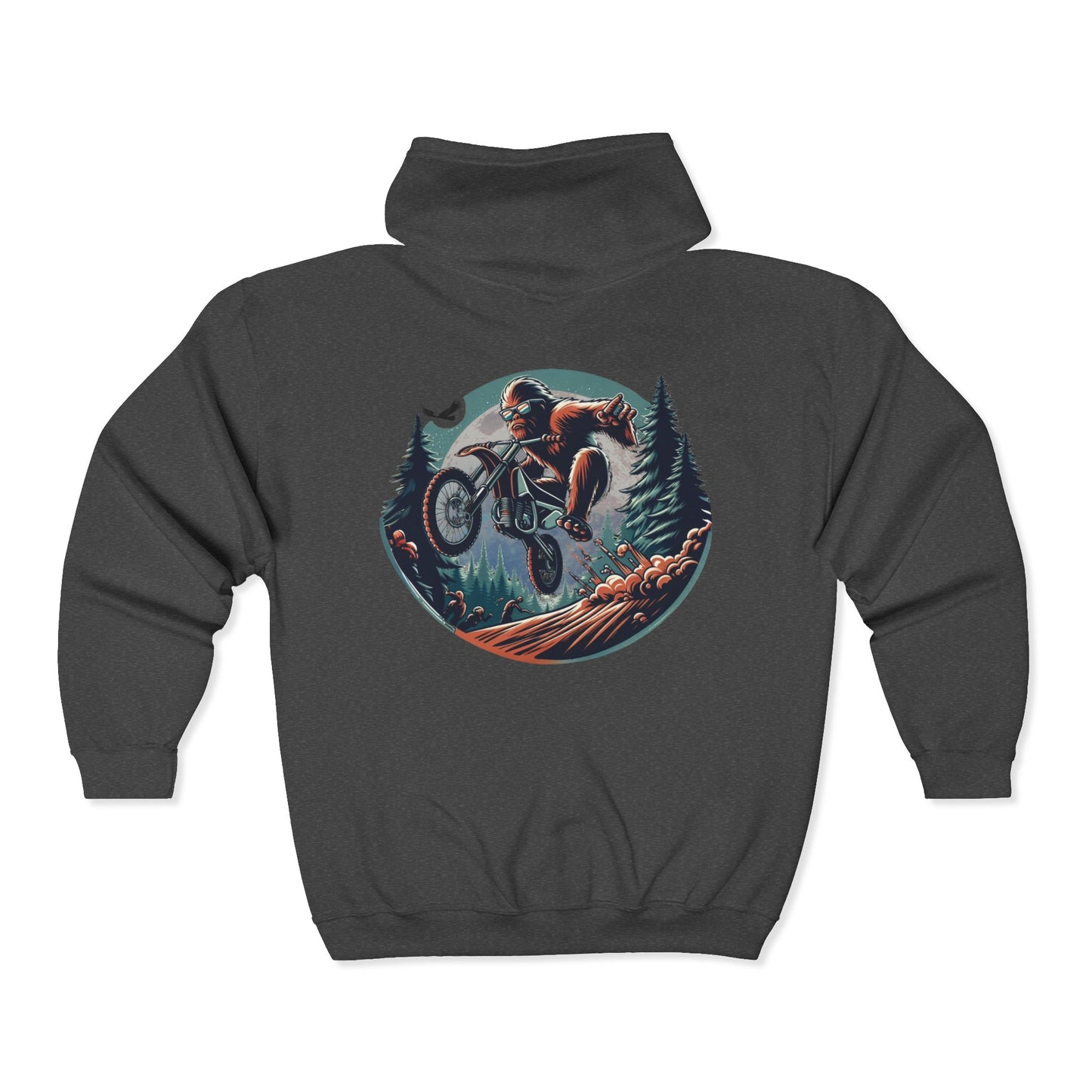 Sasquatch Dirt Bikin' Unisex Zip-Up Hoodie