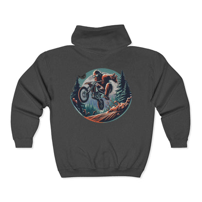 Sasquatch Dirt Bikin' Unisex Zip-Up Hoodie