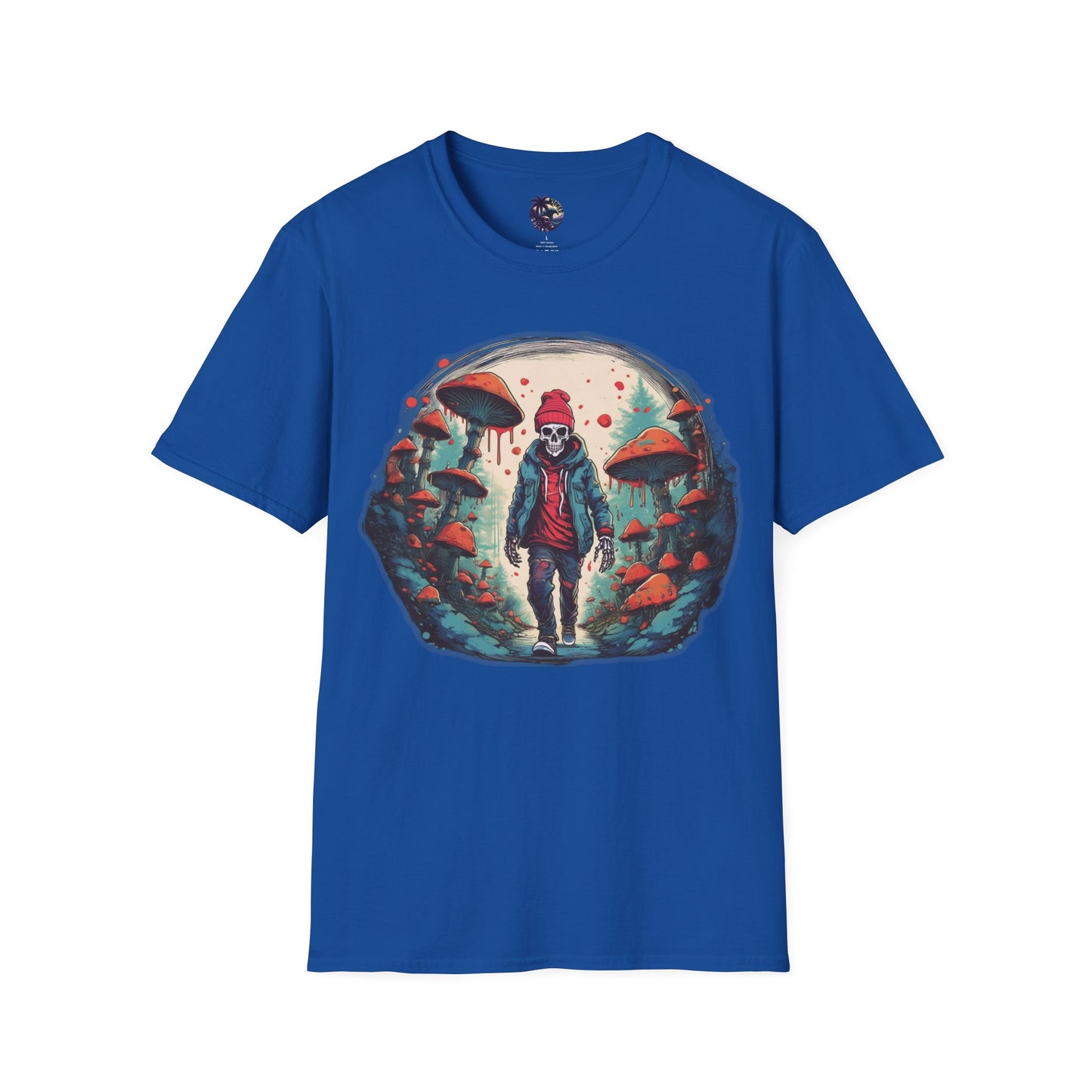 Skeleton Beanie in a Mushroom Forest Unisex T-Shirt