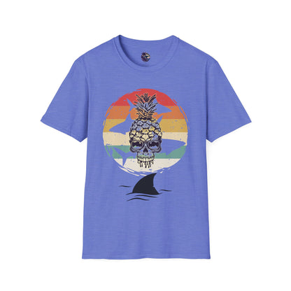 Pineapple Skull Sunset Shark Fin Unisex T-Shirt