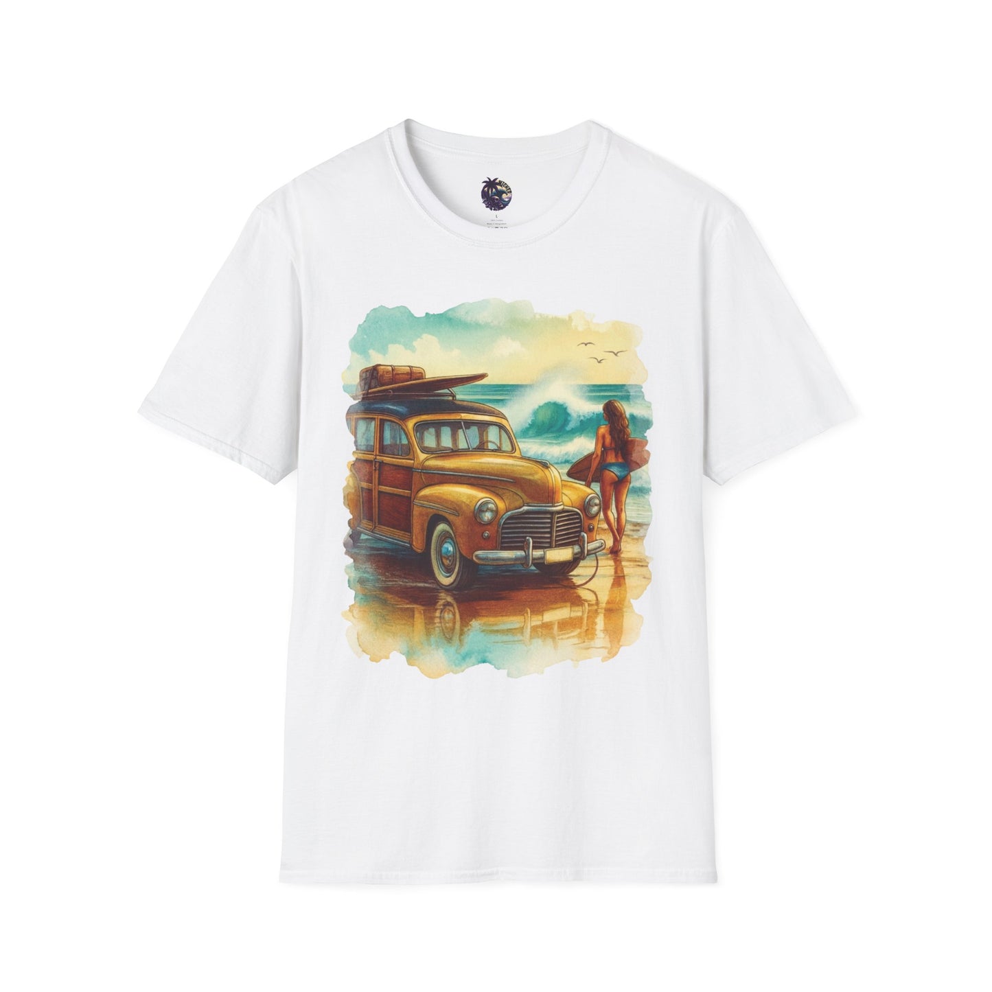 Surfer Girl & Woody Wagon Unisex T-Shirt