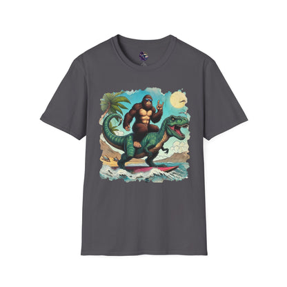 T-rex and Bigfoot Surfing Unisex T-Shirt