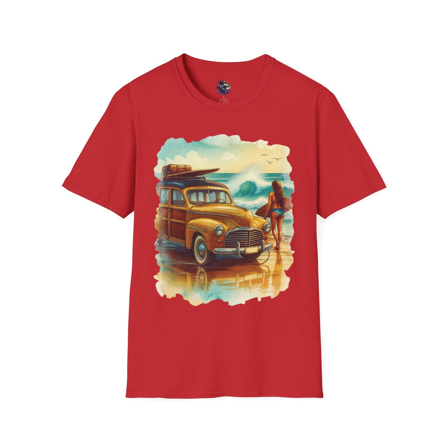 Surfer Girl & Woody Wagon Unisex T-Shirt