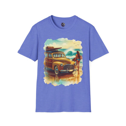 Surfer Girl & Woody Wagon Unisex T-Shirt