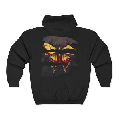 Moth - Red and Yellow Unisex Zip-Up Hoodie